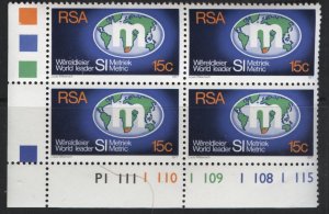 South Africa 497 (mnh block of 4) 15c metric system (1977)