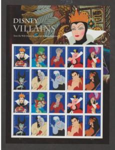 U.S. Scott #5213-5222 Disney Villains Stamp - UR Plate Position - Mint NH Sheet