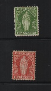 British Virgin Islands 1889 SG43 & SG44 14 perf CA watermark- mounted mint