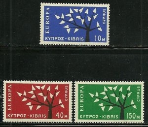 Cyprus #219-21, Mint Hinge. CV $ 76.25
