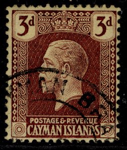 CAYMAN ISLANDS GV SG75, 3d purple/yellow, FINE USED.