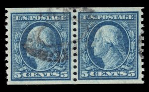MOMEN: US STAMPS #496 COIL PAIR USED PSE GRADED CERT XF-90 LOT #90051