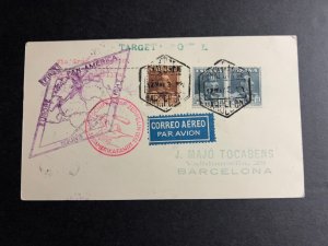 1930 Spain Graf Zeppelin Airmail Postcard Cover Barcelona Round the World FFC