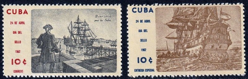 CUBA Sc# 709  E32   WEST INDIES PACKET ship special del CPL set of 2  1962  MNH