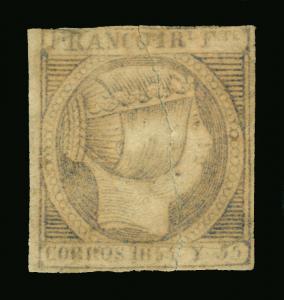 Spanish PHILIPPINES 1854 Isabella II 1r sl blue CORROS ERROR Scott # 4d  RARE