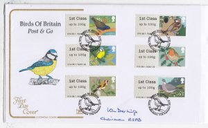 GB 2010 Post & Go Birds Of Britain FDC Signed Ian Darling Chairman RSPB  BP6730