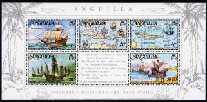 Anguilla 1973 Sc#178a  COLUMBUS DISCOVERY WEST INDIES SHIPS Souvenir Sheet MNH