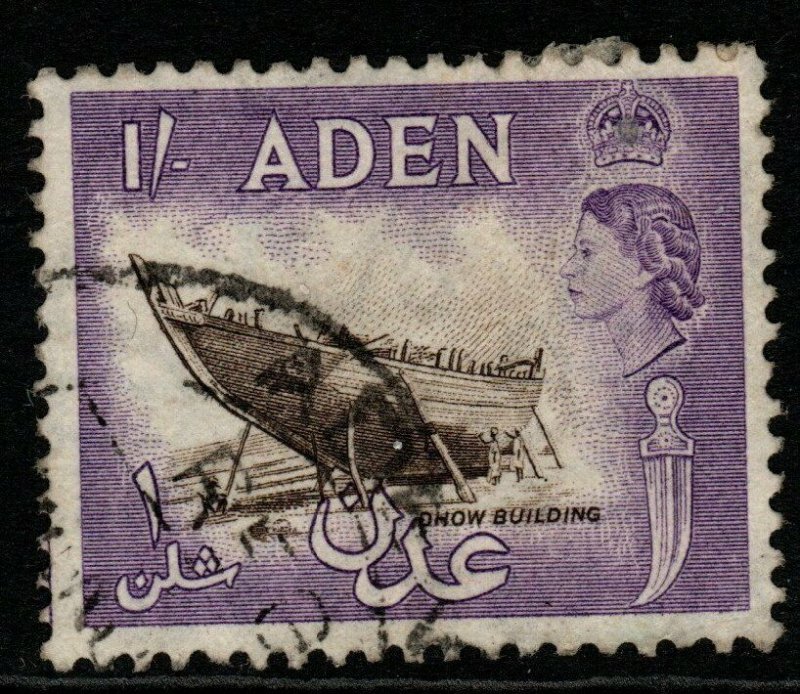 ADEN SG62 1953 1/= SEPIA & REDDISH-VIOLET FINE USED