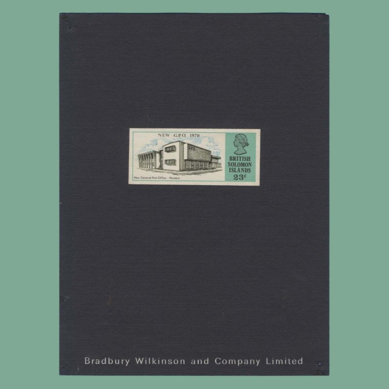 Solomon Islands 1970 (Proof) 23c New GPO imperf single on  presentation card