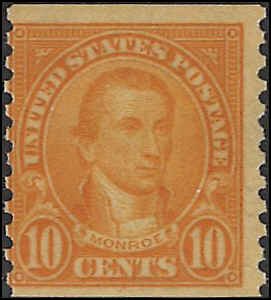 Scott# 591  1925 10c org yel  Monroe   Mint Never Hinged - Very Good