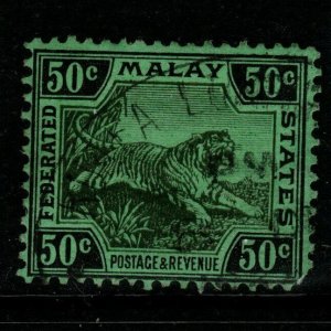 MALAYA FMS SG75 1931 50c BLACK/GREEN USED