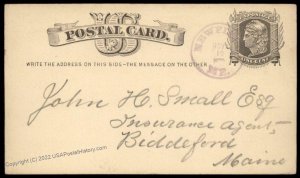 USA 1879 NEWFIELD Maine Violet Cancel Postal Card Cover 96289