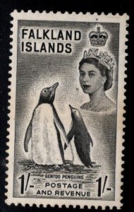 Falkland  Islands Scott 127 MNH** 1955 QE2 Penguin  toned gum top value of set