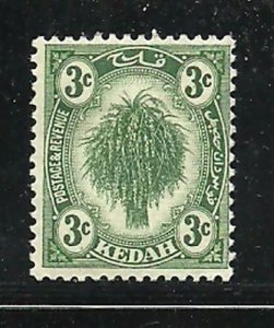 Album Treasures Malaya Kedah Scott # 27  3c Sheaf of Rice Mint Hinged