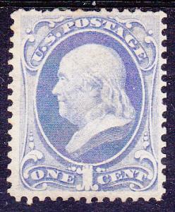 US  145 Mint NG 1870 1c Franklin CV $250