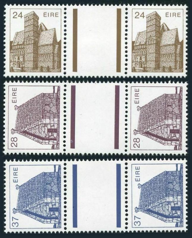 Ireland 638-639,641 gutter,MNH.Mi 571-572,574. 1985.Architecture.Church,Chapel,