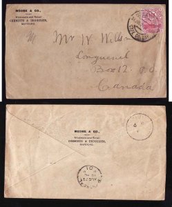 Cape of Good Hope South Africa-cover #14275-U.I.G ? 31 Jul 1901-to Canada-B/S Mo