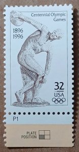 United States #3087 32c Centennial Olympic Games MNH plate #P1 (1996)