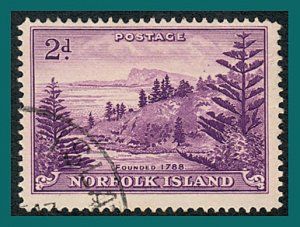 Norfolk Island 1947 Ball Bay, 2d used #4,SG4