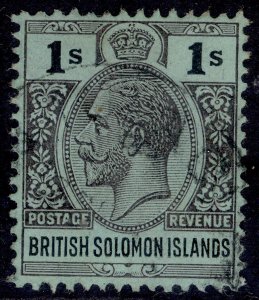BRITISH SOLOMON ISLANDS GV SG33, 1s black/green, FINE USED.
