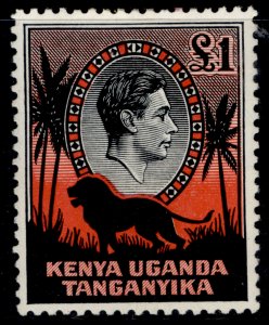 KENYA UGANDA TANGANYIKA GVI SG150b, £1 black & red, M MINT. Cat £18.