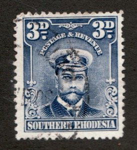 1924-29 Southern Rhodesia Sc# 5 - Three Pence KGV - Used postage stamp Cv$7