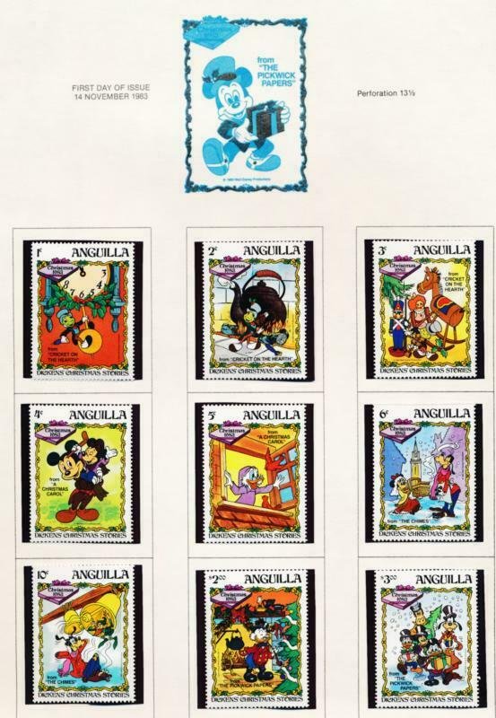 DISNEY ANGUILLA 547-555 MINT NH PICKWICK PAPERS