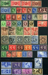 GREAT BRITAIN #226-275 Postage Stamp Collection 1935-1948 Used United Kingdom UK