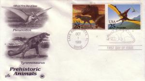 US FDC Sc.# 2422 - 2425 Dinosaurs on 2 Covers L484