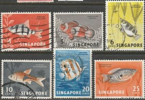 Singapore, #54-59 Used From 1962,  CV-$2.15