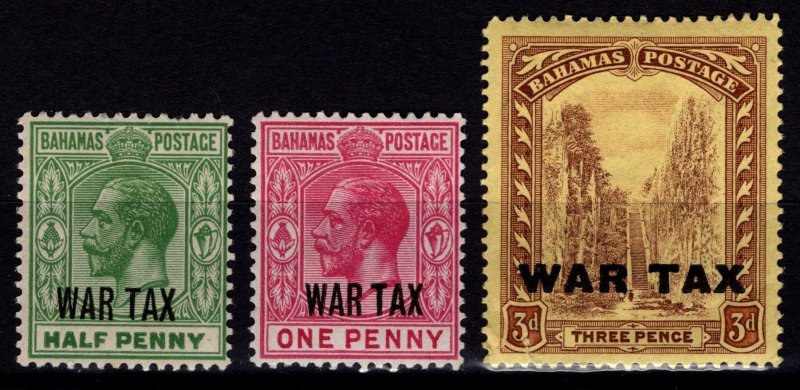 Bahamas 1918 George V Def., Optd. ‘WAR TAX’, Part Set to 3d [Unused]