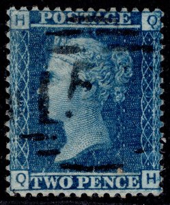 GB QV SG45, 2d blue plate 9, USED. Cat £15. QH