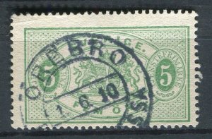 SWEDEN; 1900s early classic Official issue used 5ore. value fair Postmark