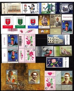 LATVIA 2021 Topical Collection. Clean-up, MNH. Below Face value