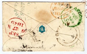 GB WALES Cover *BWLCH* UDC Late Use *146* Numeral Builth 1d Red 1849 PE257 