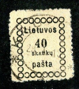 1918 Lithuania  Sc# 7 used cv. $25 ( 1643 WX )