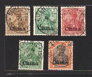 Germany PO in China 1901 Ovpt China (5v) F. Used CV$20+