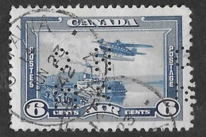 Canada # C6   Airmail - Official -  perf-in  O.H.M.S.  (1)  VF Used