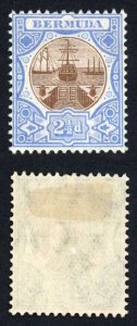 Bermuda SG40 2 1/2d Brown and Ultramarine Fresh Colour M/M Cat 38 pounds