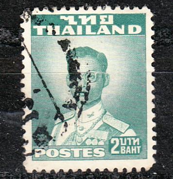 THAILAND-1951 used 2b green King Bhumibol