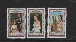 PENRHYN ISLAND #87-89 1977 QEII 25TH ANNIV. MINT VF NH O.G aa