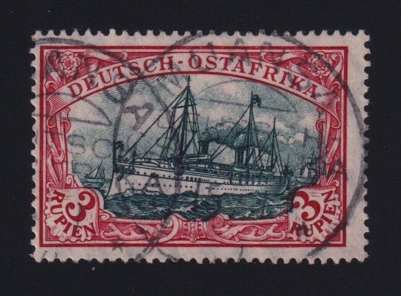 German East Africa #41a (1908) 3r red & blackish green Yacht Used Muansa CDS