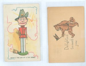 US  two presidential campaign postcards, one pro teddy roosevelt, the other anti teddy, mailed 1907 and 1908