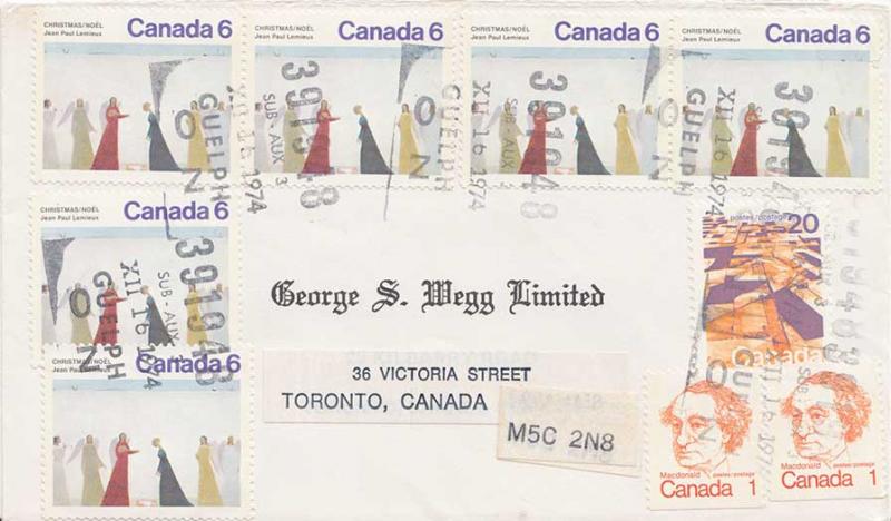 Canada 1c Macdonald Caricature (2), 6c Nativity by Lemieux Christmas (6) and ...