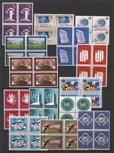 UN United Nations Geneva 1969-70  Sc 1-14 First Issue MNH Blocks of 4, CV $34