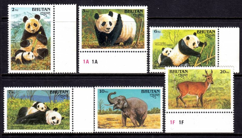 Bhutan 1990 Endangered Wildlife Mint MNH SC 920,921,924,925,926,928 CV $12.35