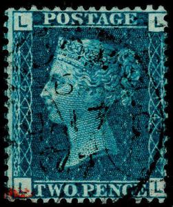 SG47, 2d dp blue PLATE 14, FINE USED, CDS. Cat £35.