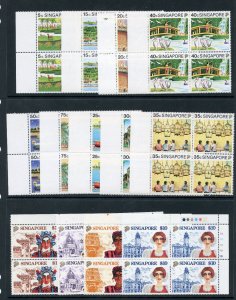 Singapore 1990 QEII Tourism set complete in blocks superb MNH. SG 624-636.