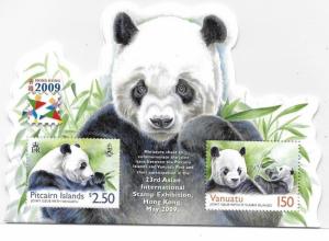 Vanuatu Pitcairn islands 2009 joint issue HK Panda Sheet MNH C2