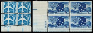 United States Scott C51, C53 Plate Blocks of 4 (1958-59) Mint NH VF W